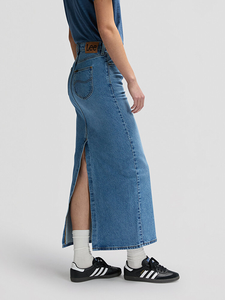 Юбка LEE Back Slit Maxi skirt Regular Fit (112376721) Голубой