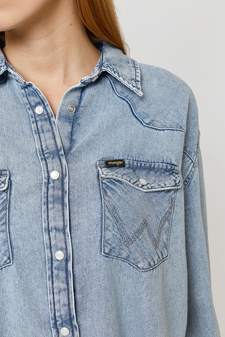 Сукня джинсова Wrangler Denim Wester Dress Loose Fit (W9P6LWX4E) Блакитний