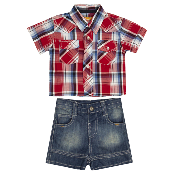 Костюм : Рубашка, джинсовые шорты Losan Mc baby boys (017802003/579) Красный