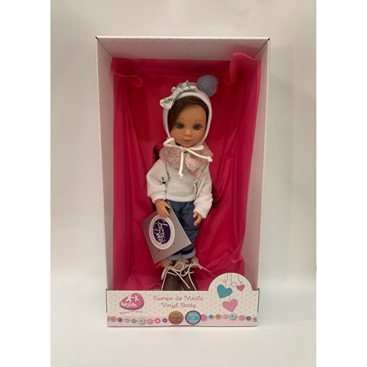 Лялька Eva articulada pelo castaño pantalon vaquero jersey lana blanco 35 см BERJUAN (5823)