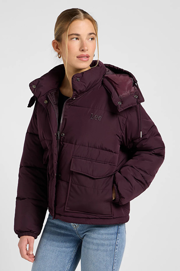 Куртка с утеплителем LEE SHORT PUFFER WITH HOOD Relaxed Fit (112372631) Фиолетовый