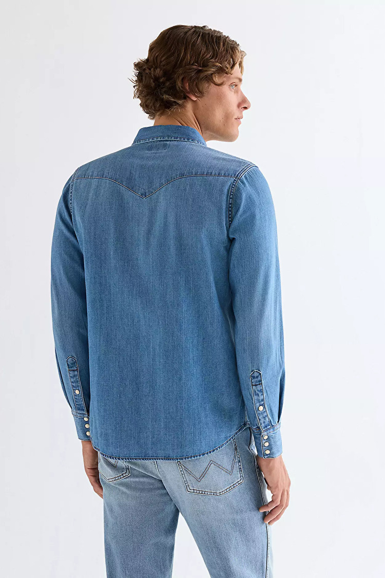 Рубашка Wrangler Western Shirt Regular Fit (112378393) Голубой