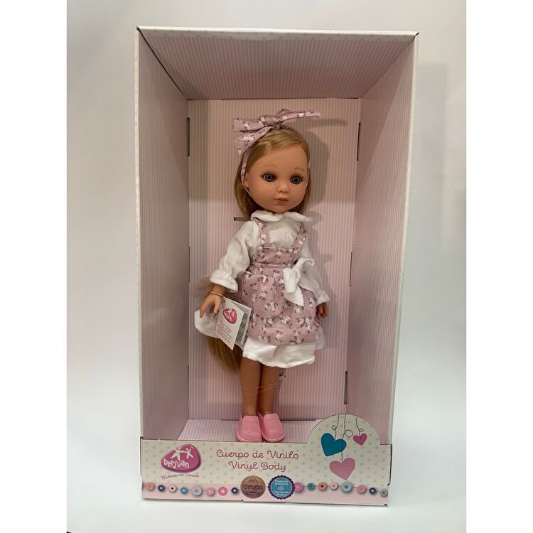 Лялька EVA rubio natural pelo largo vestido flores lila 35 см BERJUAN (833)