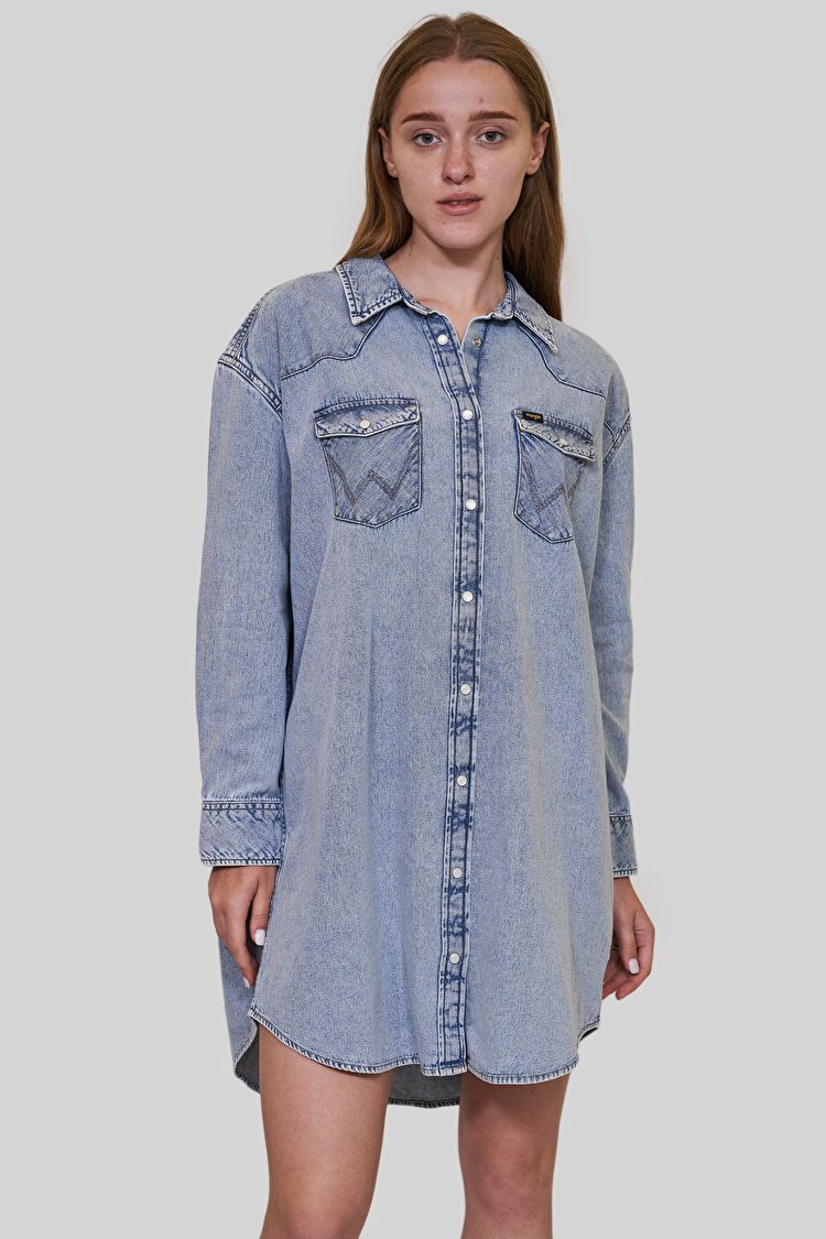 Сукня джинсова Wrangler Denim Wester Dress Loose Fit (W9P6LWX4E) Блакитний