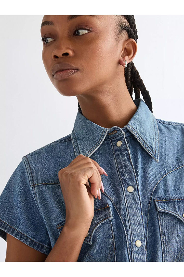 Сорочка Wrangler SS STYLIZED WESTERN Slim Fit (112378113) Блакитний