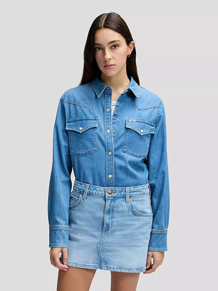 Рубашка LEE Regular Western Shirt Regular Fit (112378745) Голубой