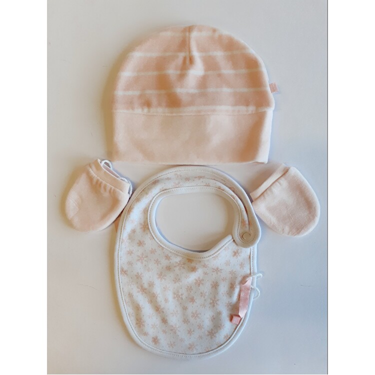 Набір: Слюнявчик, шапочка, царапки Losan Losan New Born (22W-A201AD/718) Рожевий