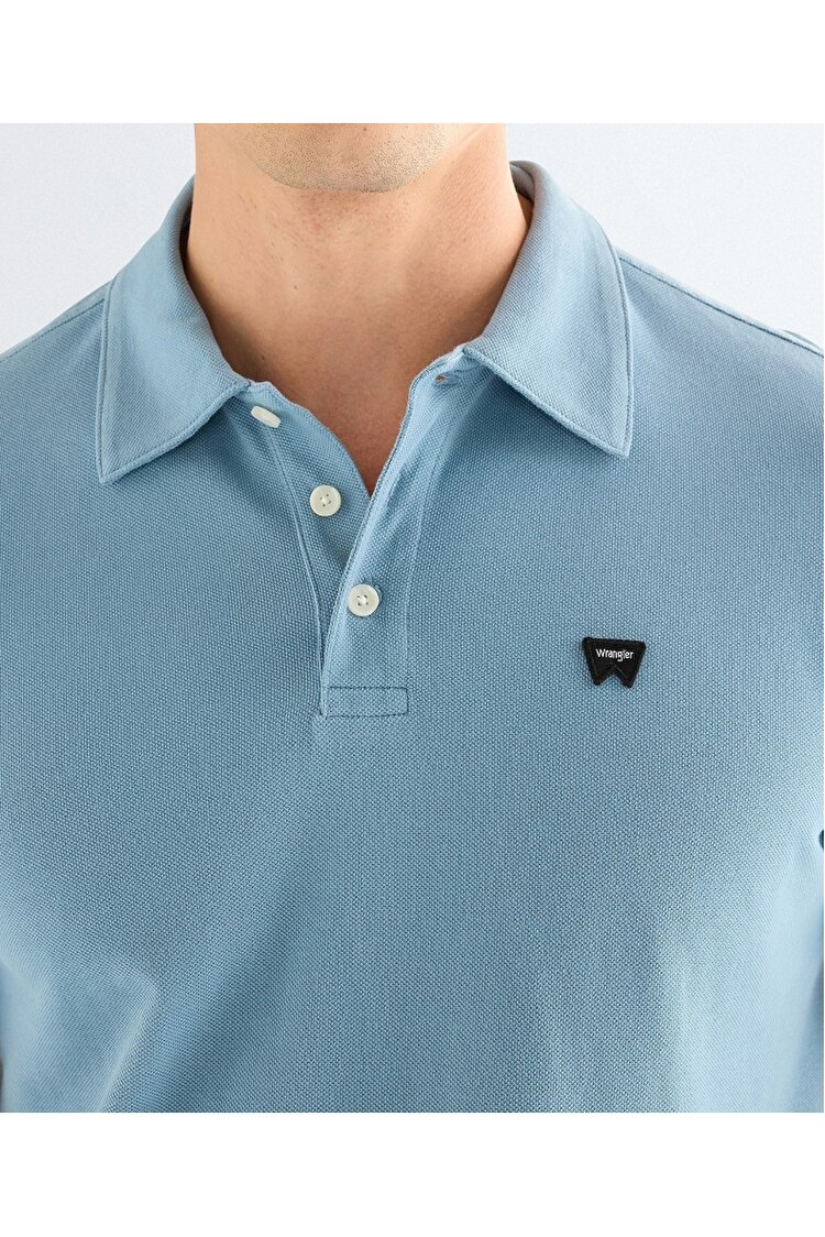 Поло Wrangler Polo shirt Regular Fit (112378448) Блакитний