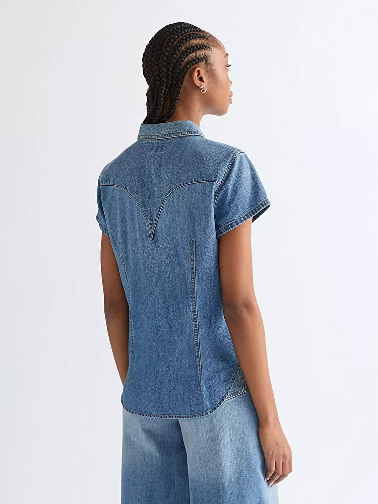 Рубашка Wrangler SS STYLIZED WESTERN Slim Fit (112378113) Голубой