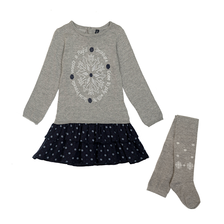 Комплект: Сукня, колготи Losan Mc baby girls (526-8044AD/66) Темно-сірий