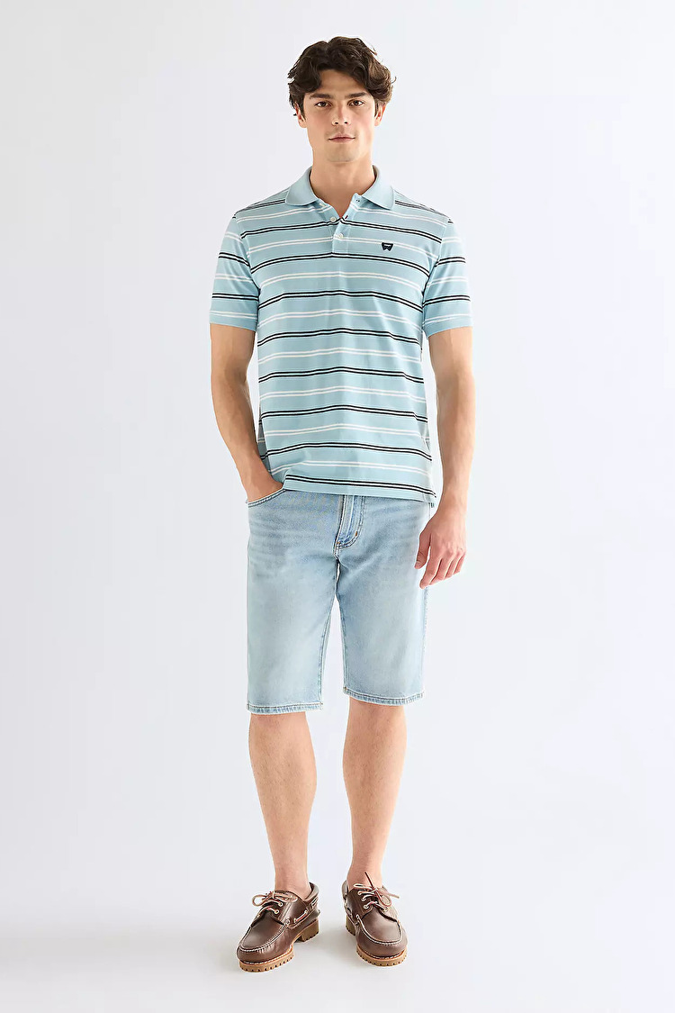 Поло Wrangler STRIPE POLO SHIRT Regular Fit (112378536) Бірюзовий