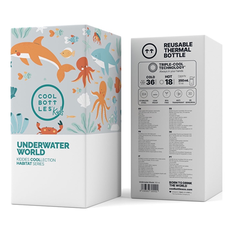 Термобутылка детская с силиконовым носиком COOL BOTTLES Underwater world 350 мл. (0416V)
