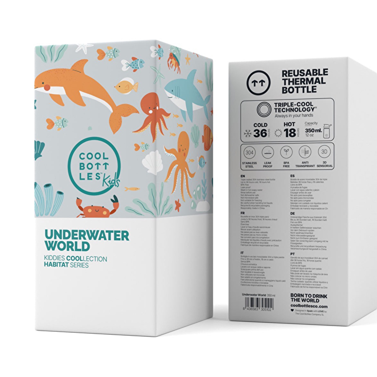 Термопляшка дитяча з силіконовим носиком COOL BOTTLES Underwater world 350 мл. (0416V)