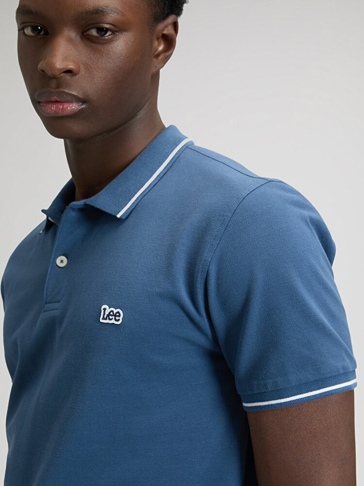 Поло LEE Pique Polo Regular Fit (112376432) Блакитний