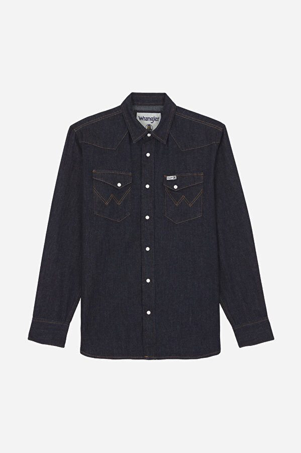 Рубашка джинсовая Wrangler 2 PKT SHIRT Relaxed Fit (112357737) Темно-синий