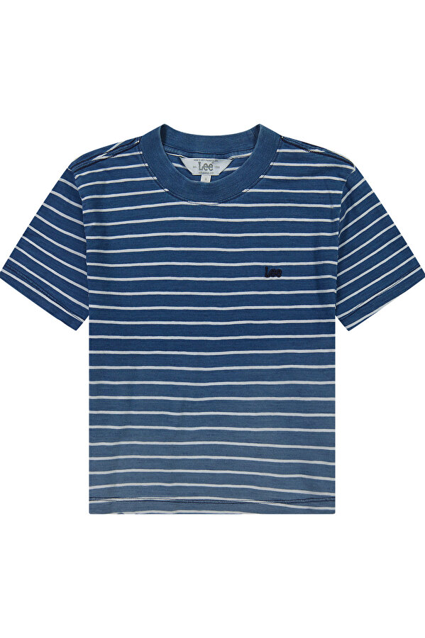 Футболка LEE Cropped Ombre Indigo Stripe (112363477) Синий
