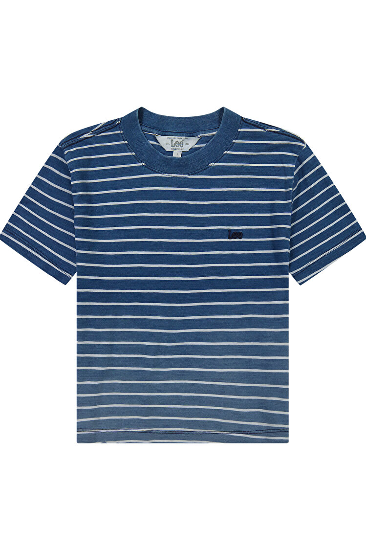 Футболка LEE Cropped Ombre Indigo Stripe (112363477) Синий