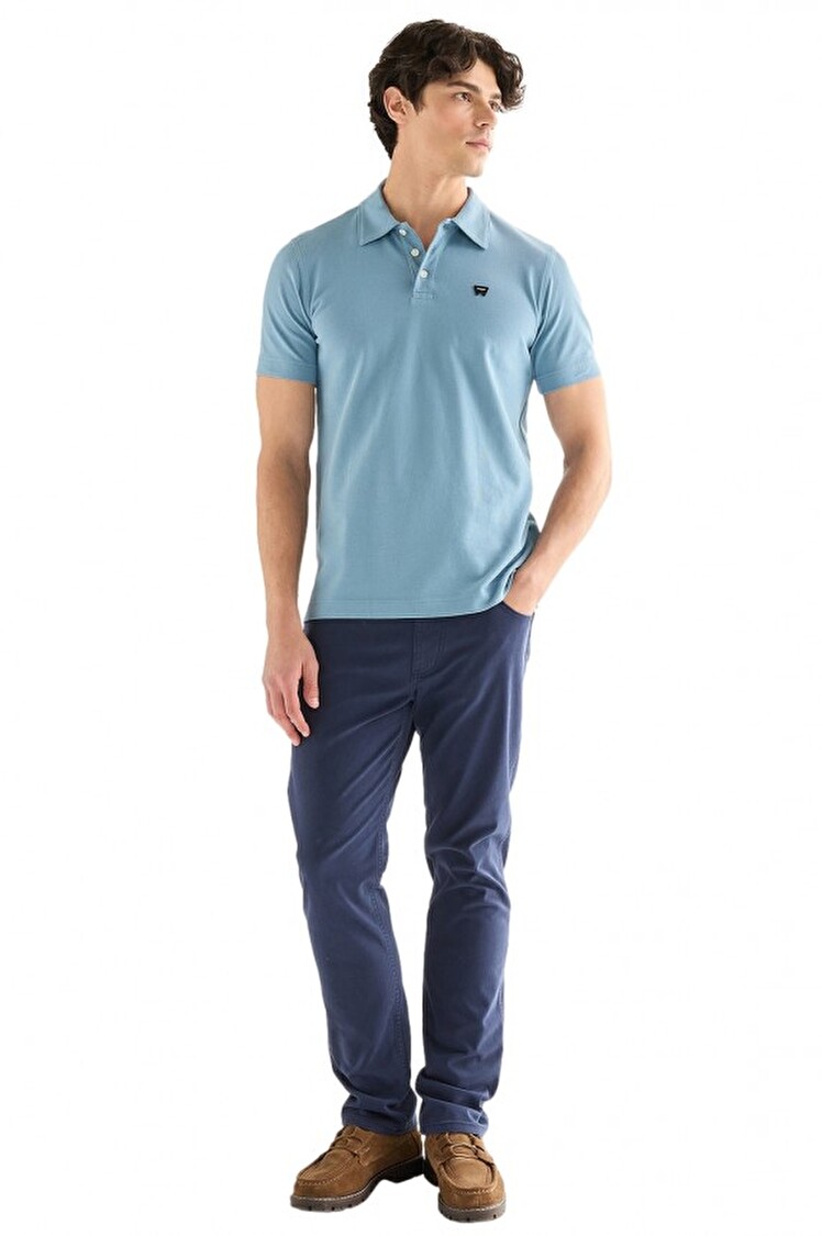 Поло Wrangler Polo shirt Regular Fit (112378448) Блакитний