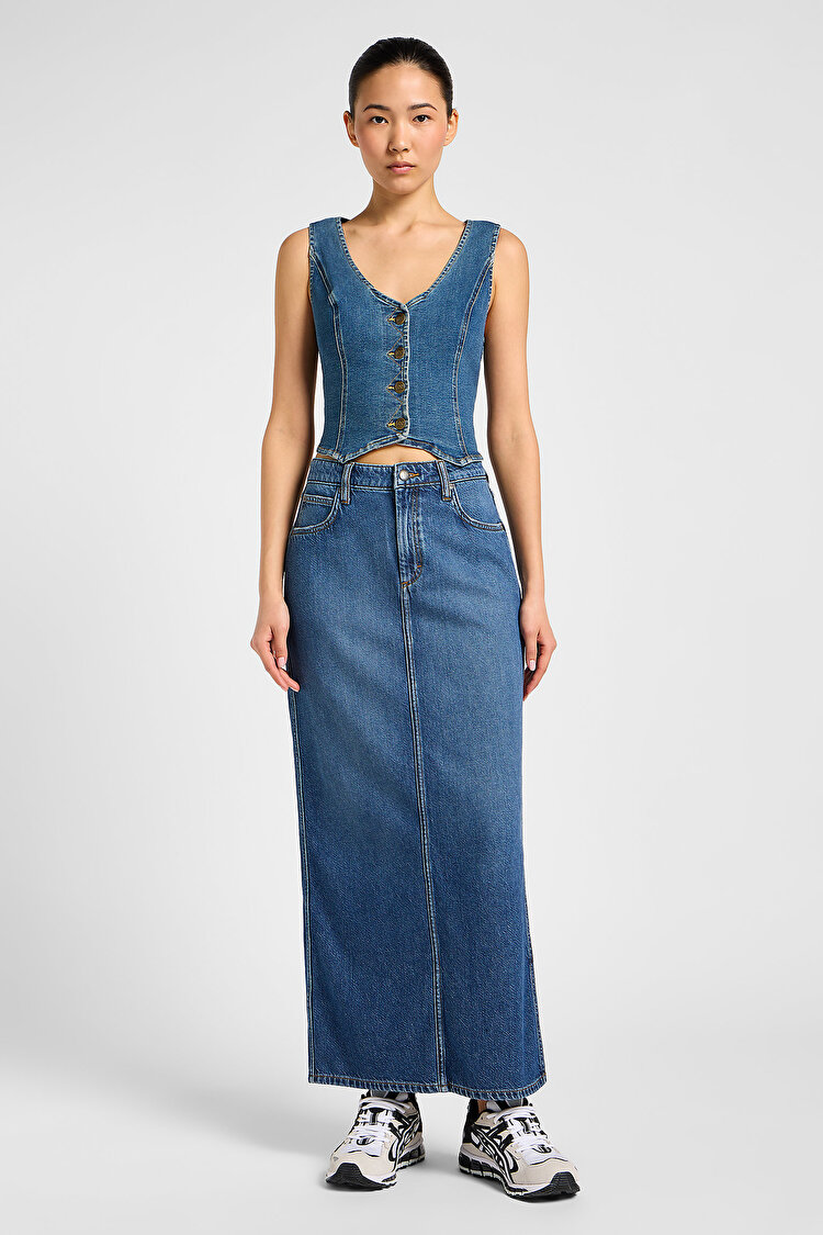 Спідниця LEE Side Slit Maxi Skirt weekend chill (112356725) Голубий