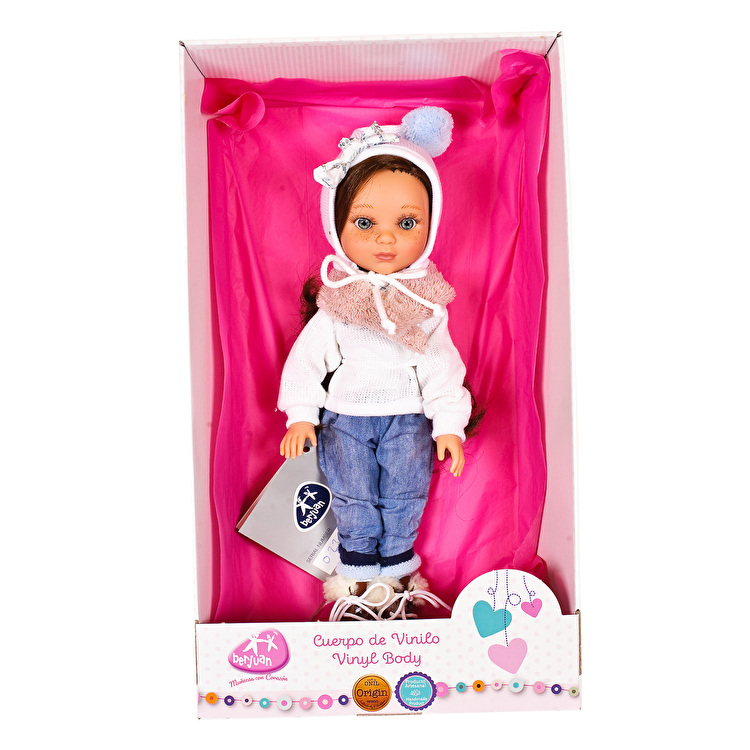 Лялька Eva articulada pelo castaño pantalon vaquero jersey lana blanco 35 см BERJUAN (5823)