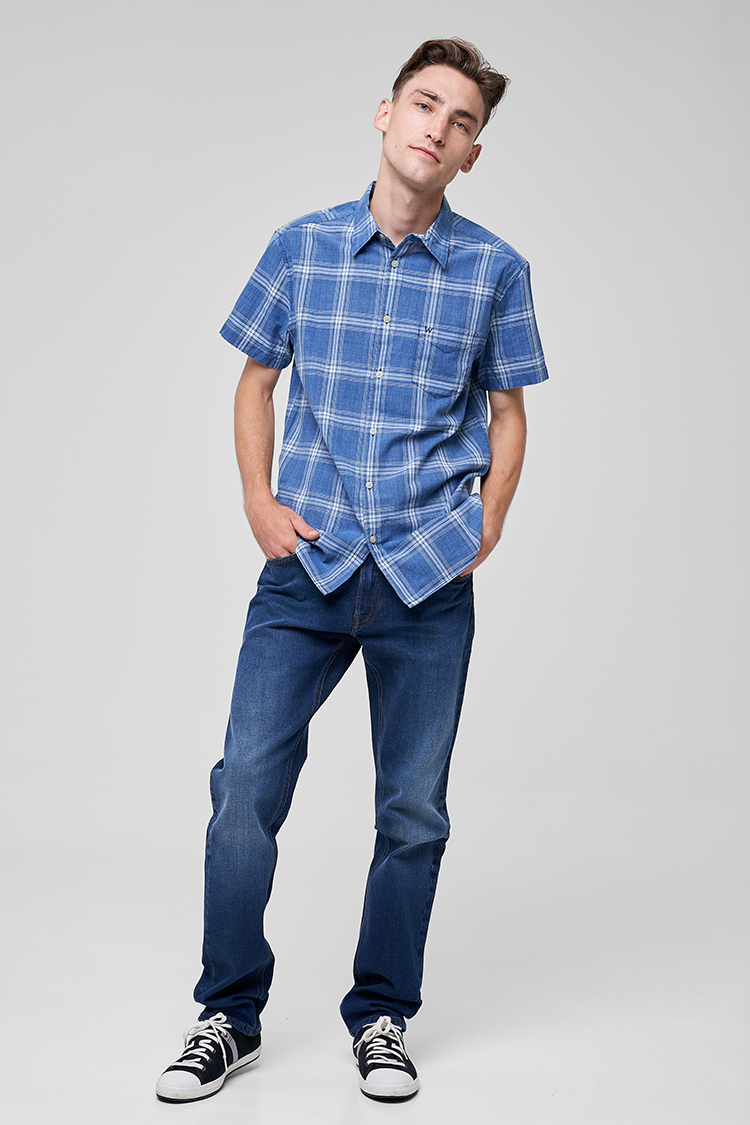 Сорочка Wrangler SS 1 PKT SHIRT Regular Fit (W5J6OEX1E) Синій