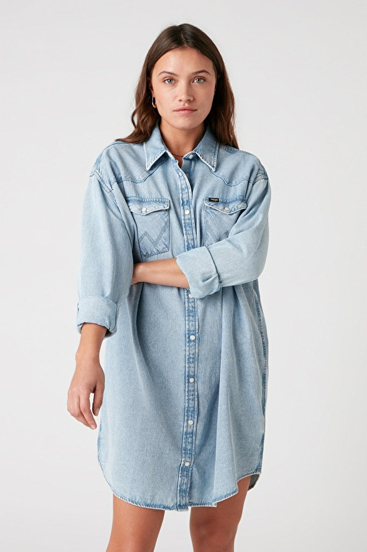 Платье джинсовое Wrangler Denim Wester Dress Loose Fit (W9P6LWX4E) Голубой