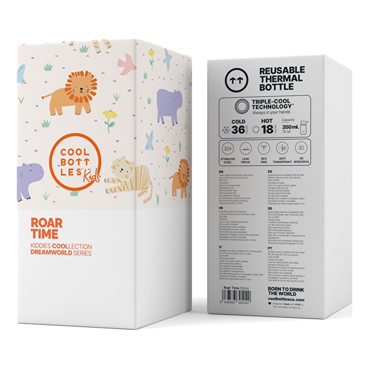 Термобутылка детская с силиконовым носиком COOL BOTTLES Roar time 350 мл. (0415V)