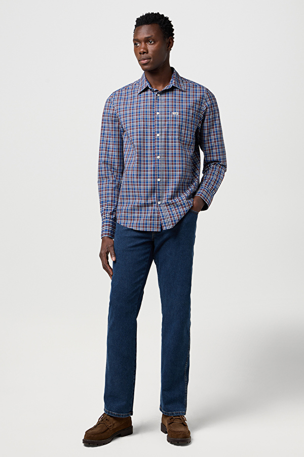 Рубашка Wrangler 1 PKT POPLIN SHIRT Regular Fit (112371403) Синий