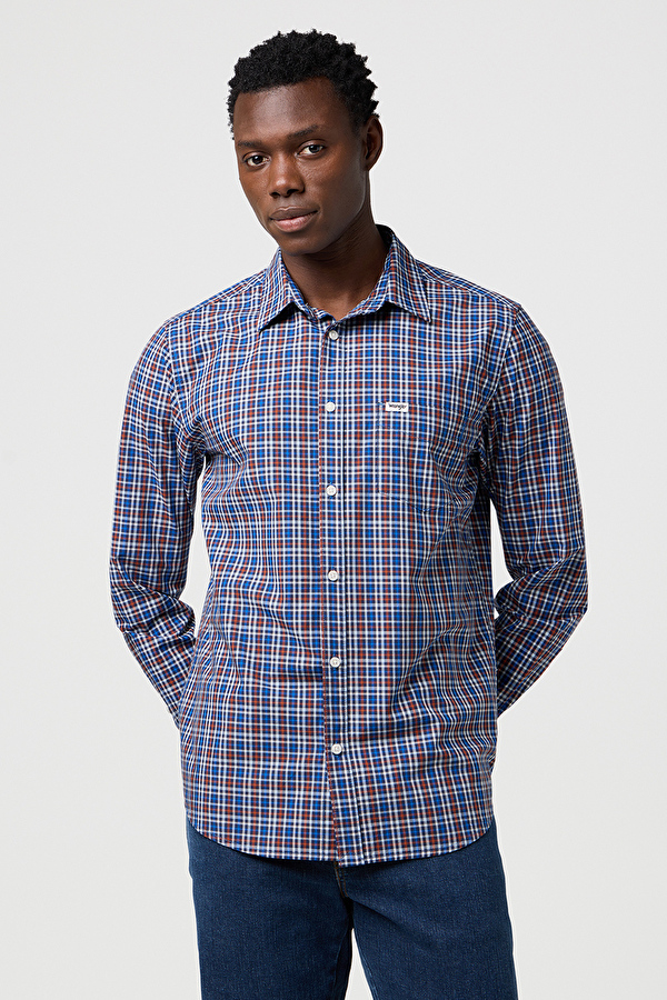 Рубашка Wrangler 1 PKT POPLIN SHIRT Regular Fit (112371403) Синий