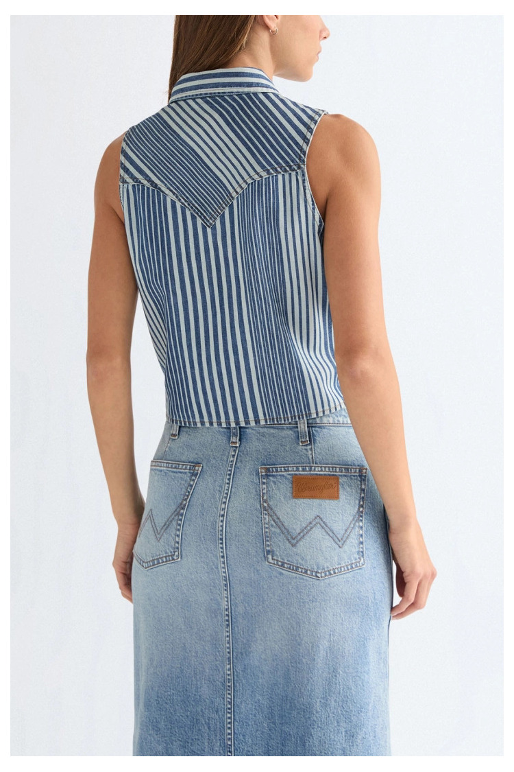 Рубашка без рукавов Wrangler SLEEVELESS TIE FRONT Slim Fit (112378155) Голубой