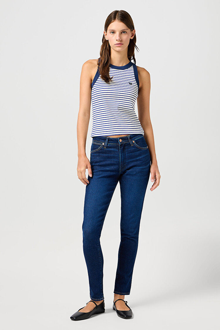 Майка Wrangler Ringer Tank Mazarine Blue (112362567) Синий с белым