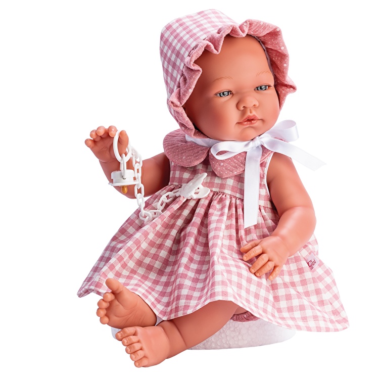Пупс Maria cuadros rosas pololo y cuello gasa rosa 43 см ASIVIL (0366720)