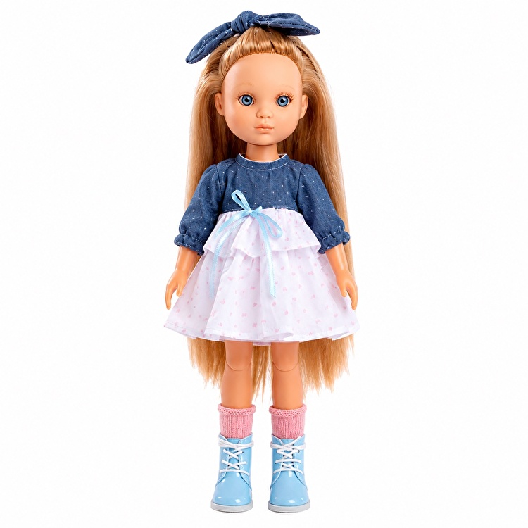 Кукла Eva articulada vestido gris y blanco 35 см BERJUAN (5821)