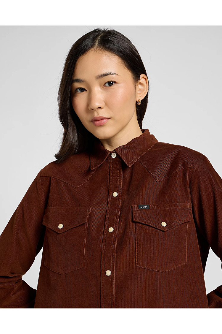 Сорочка вельветова LEE Regular Western Shirt Regular Fit (112370980) Коричневий