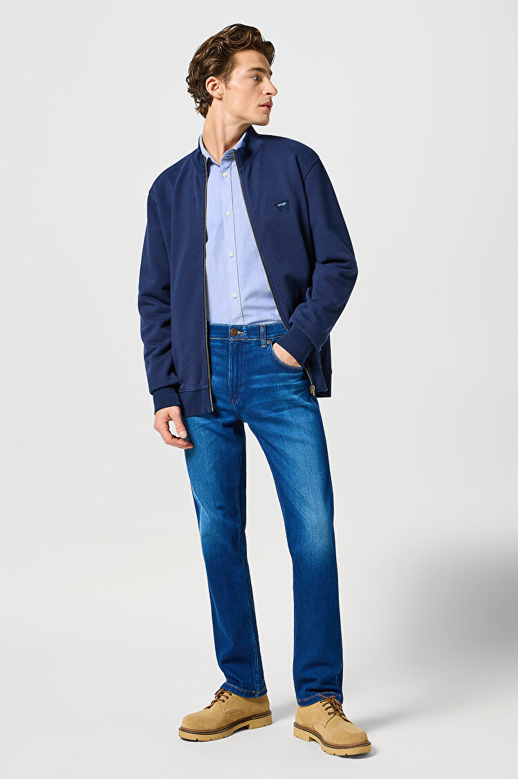 Кофта Wrangler Funnel Neck Zip Regular Fit (112350547) Синий Голубой