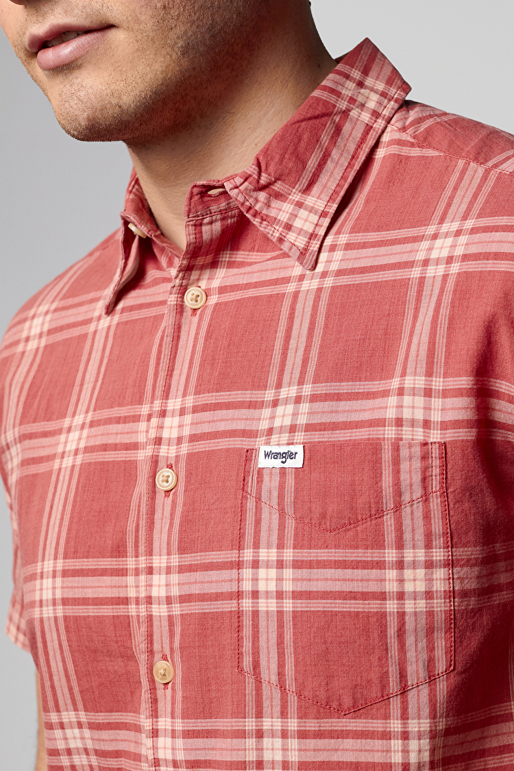 Сорочка Wrangler SS 1 PKT SHIRT Regular Fit (W5J6OEXER) Червоний