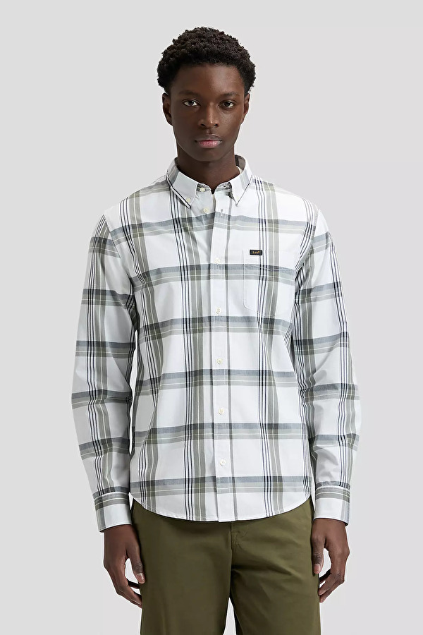 Рубашка LEE Lee Button Down Regular Fit (112376563) Оливковый