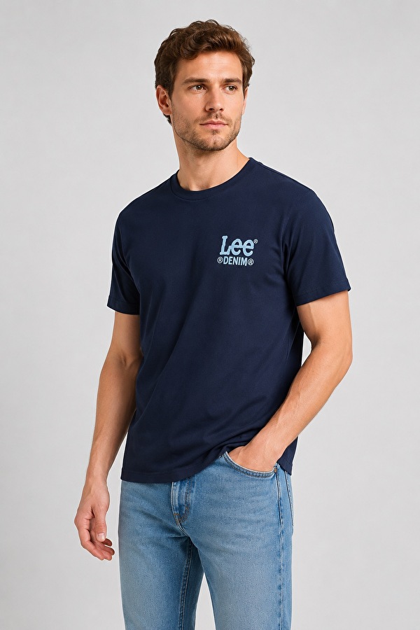Футболка LEE Subtle Logo Tee Rivet navy (112365456) Синий