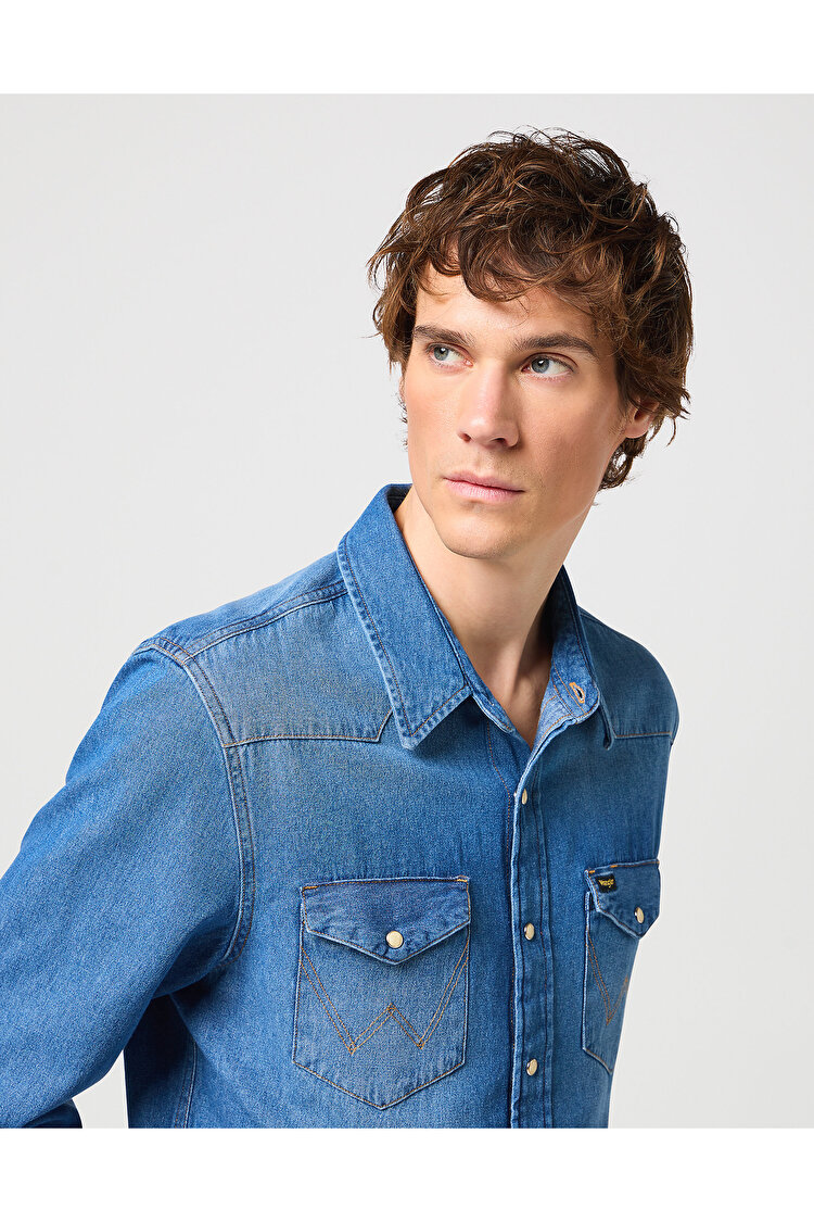 Рубашка джинсовая Wrangler 27MW Regular Fit (112341913) Синий