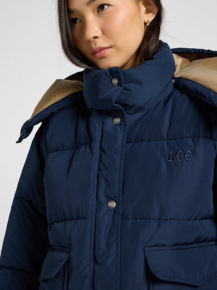 Куртка LEE SHORT PUFFER WITH HOOD Relaxed Fit (112371016) Синий