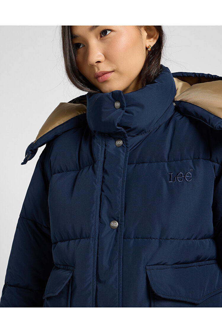 Куртка LEE SHORT PUFFER WITH HOOD Relaxed Fit (112371016) Синій