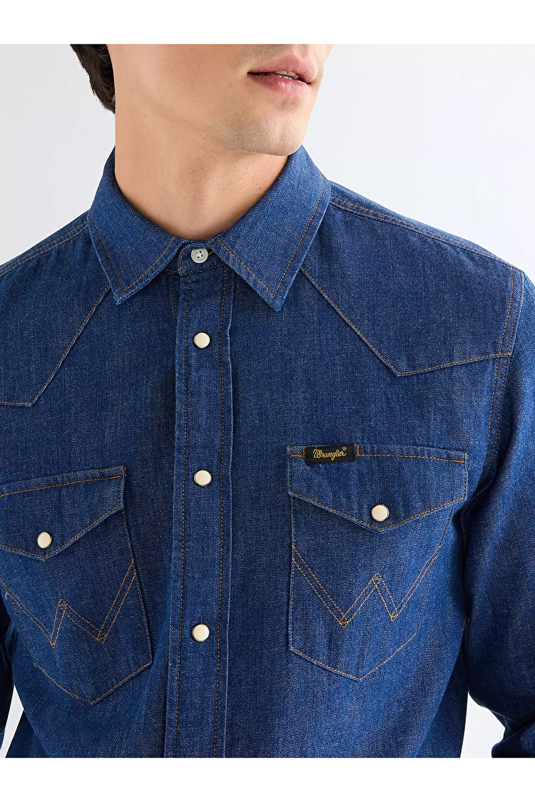 Сорочка Wrangler Western Shirt Regular Fit (112378124) Синій