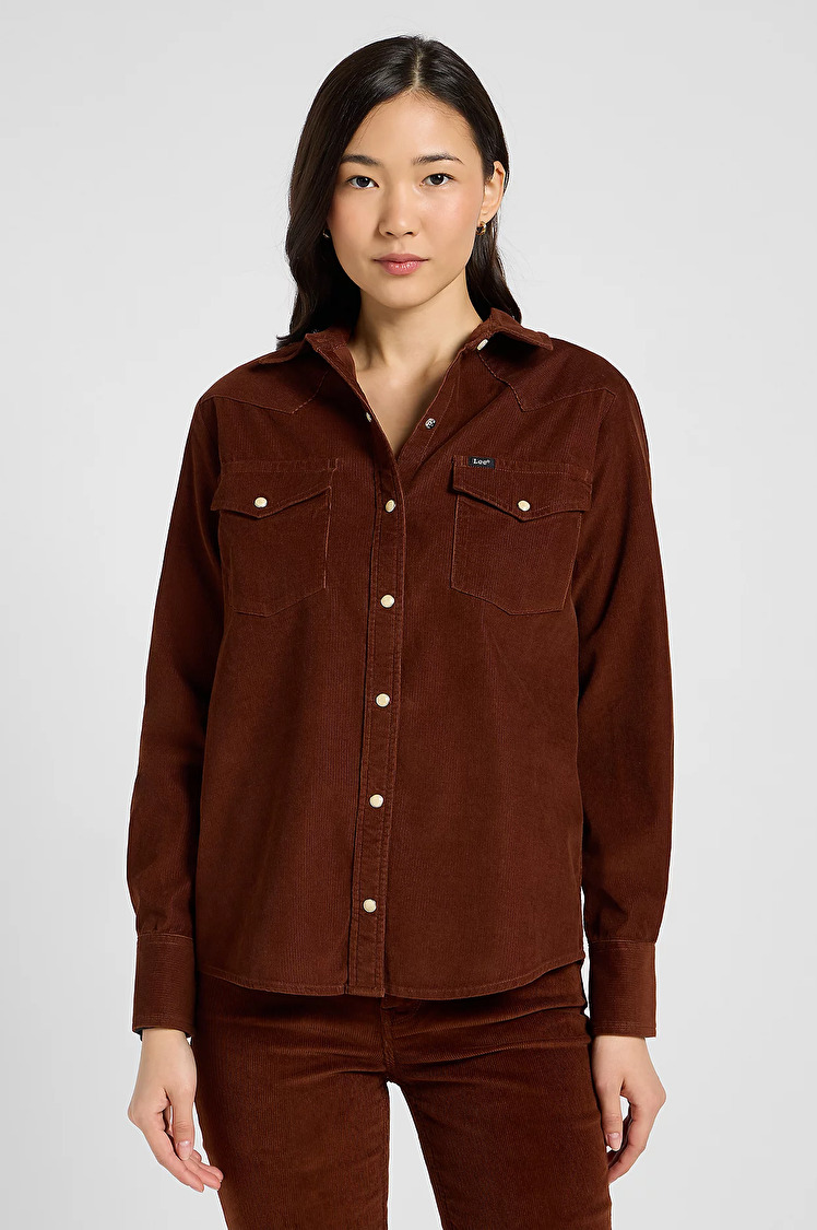 Сорочка вельветова LEE Regular Western Shirt Regular Fit (112370980) Коричневий