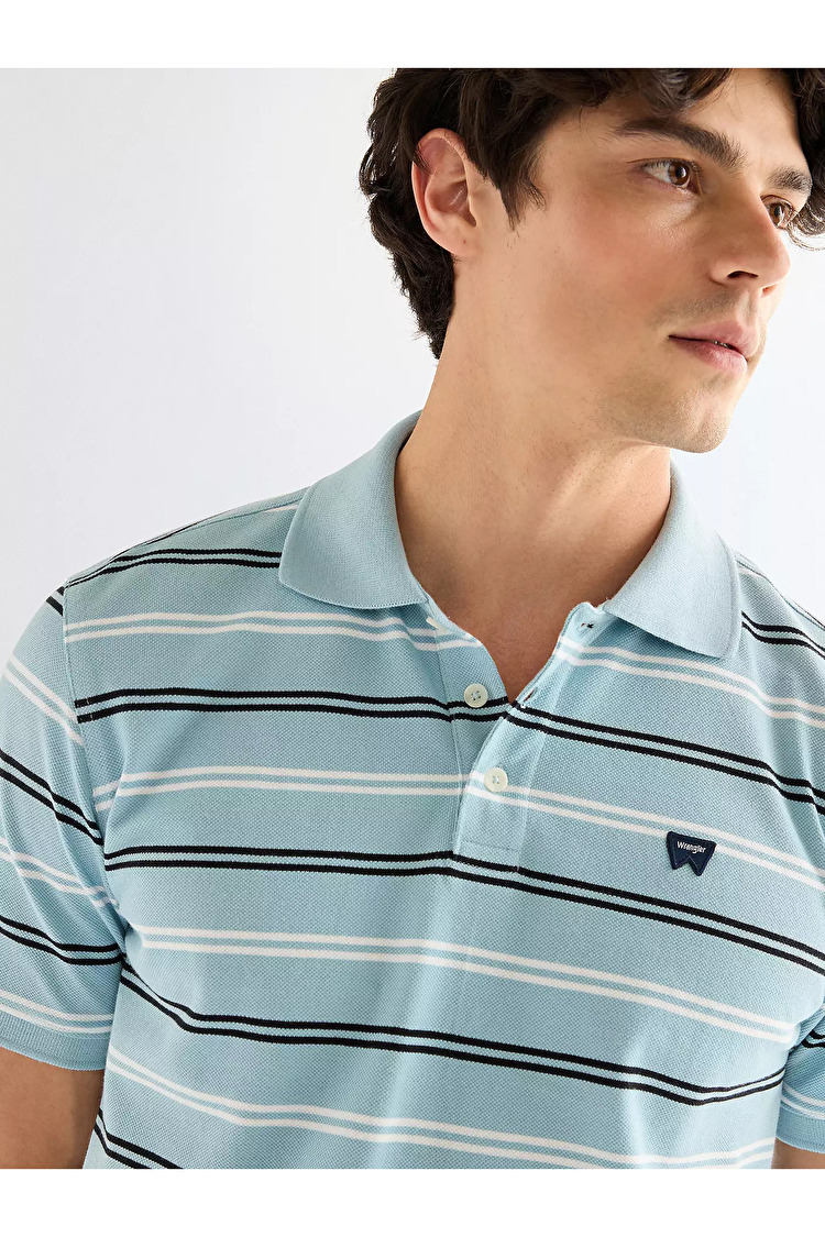 Поло Wrangler STRIPE POLO SHIRT Regular Fit (112378536) Бірюзовий