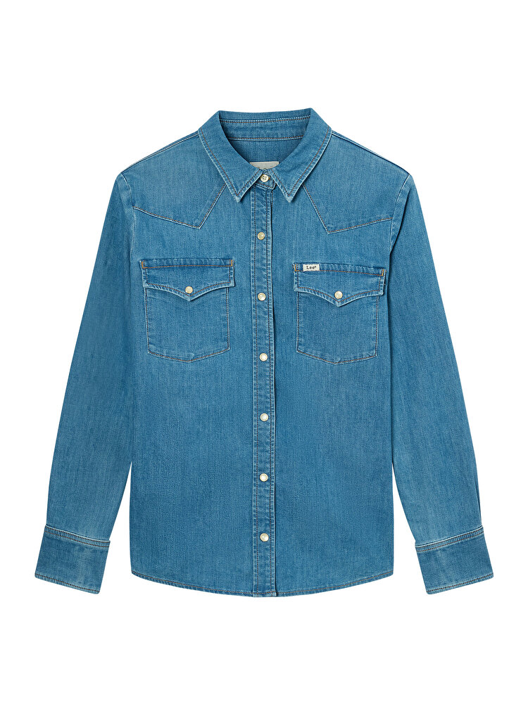 Рубашка LEE Regular Western Shirt Regular Fit (112378745) Голубой