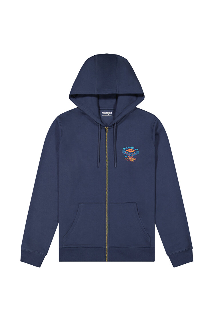 Худі на блискавці Wrangler GRAPHIC ZIP HOODIE Regular Fit (112378028) Блакитний