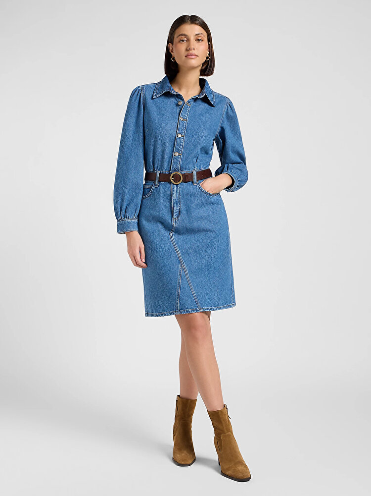 Платье LEE LONG SLEEVE DRESS Regular Fit (112370996) Голубой