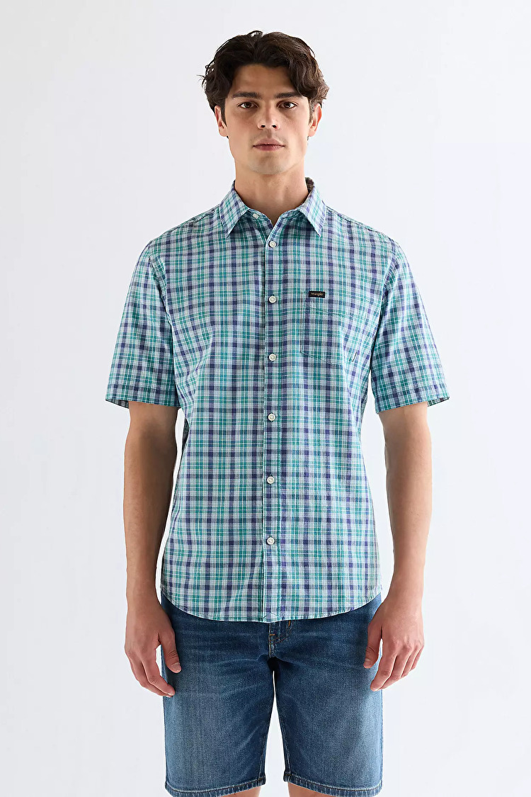 Рубашка Wrangler SS 1 PKT SHIRT Regular Fit (112378053) Голубой