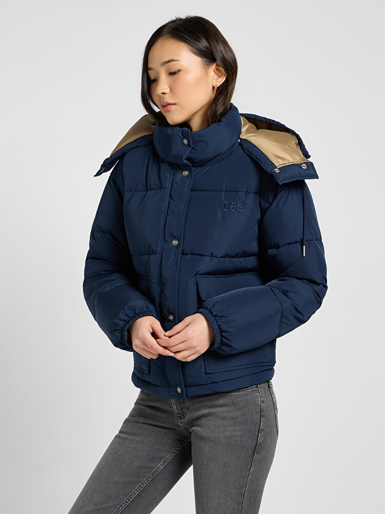Куртка LEE SHORT PUFFER WITH HOOD Relaxed Fit (112371016) Синий