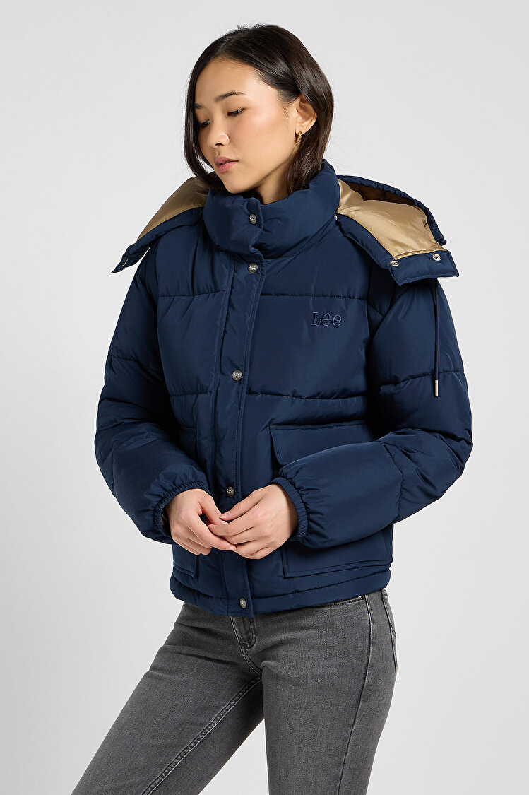 Куртка LEE SHORT PUFFER WITH HOOD Relaxed Fit (112371016) Синій